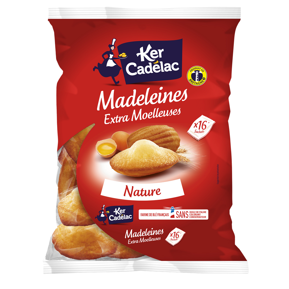 Madeleines Extra Moelleuses Nature KER CADELAC - x16 sachets - 400g