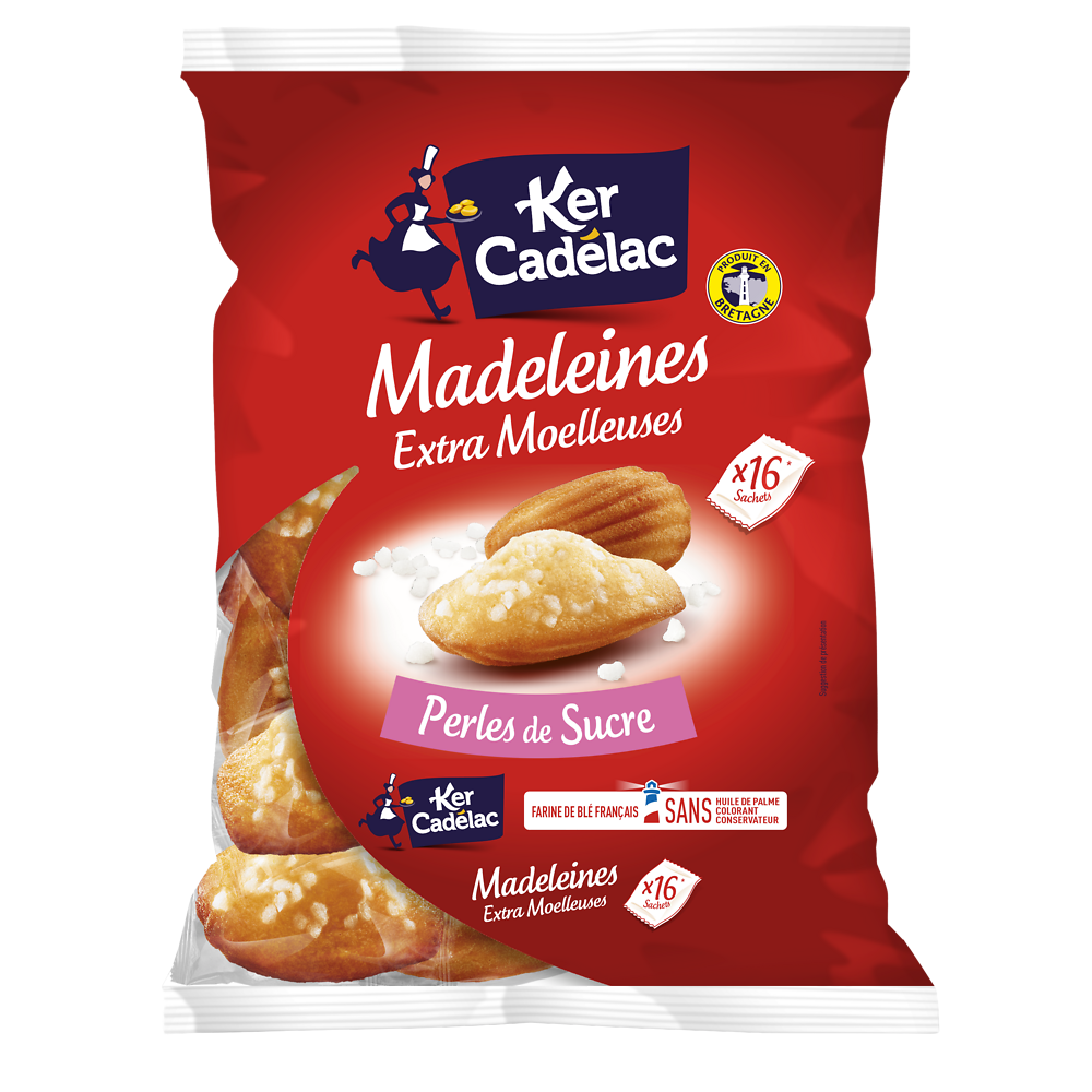 Madeleines Extra Moelleuses Perles de sucre KER CADELAC - x16 sachets- 400g