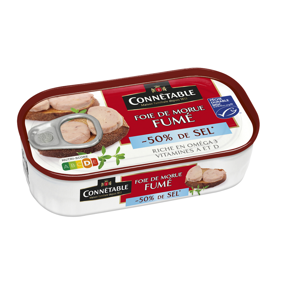 Foie de morue fumé msc 50% de sel CONNETABLE 121g