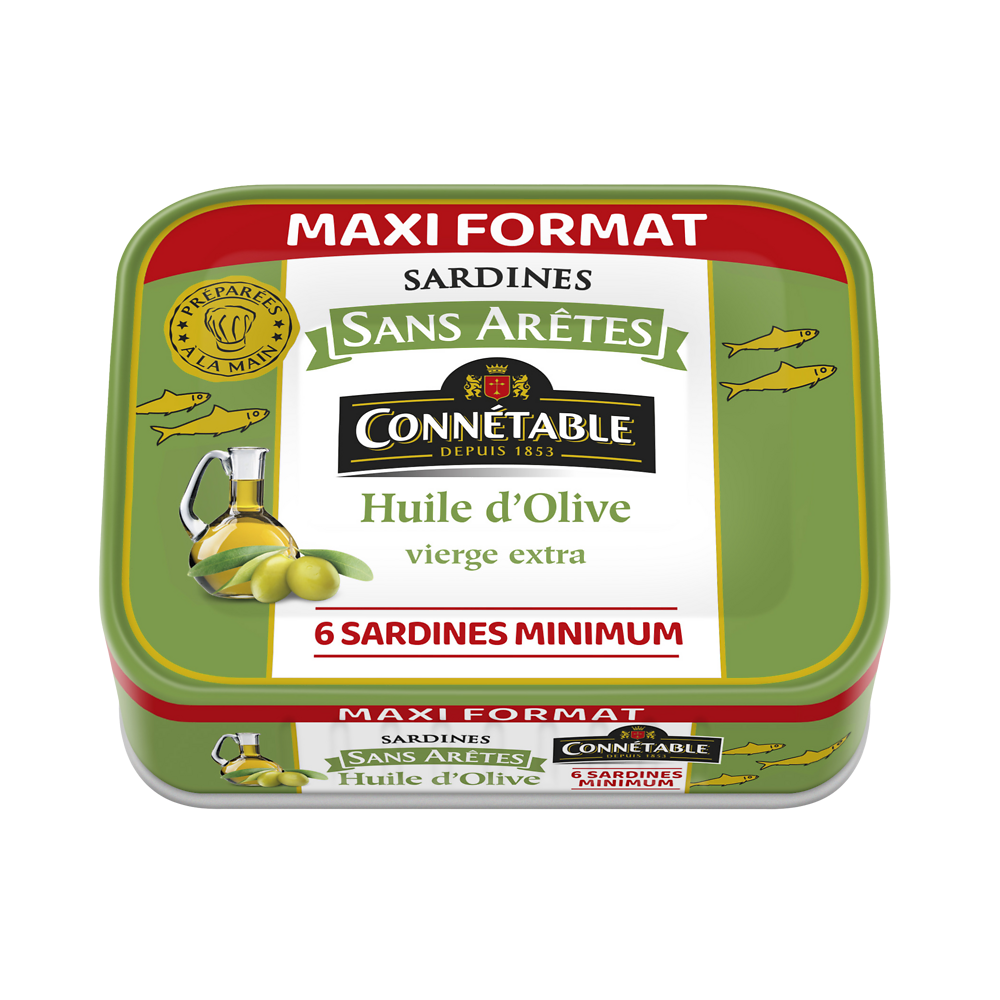 Sardines à l'huile d'olive vierge extra sans arêtes CONNETABLE 230g