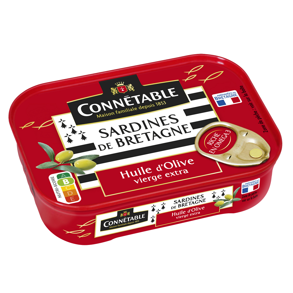 Sardines à l'huile d'olive "Belles de Douarnenez" CONNETABLE, 135g