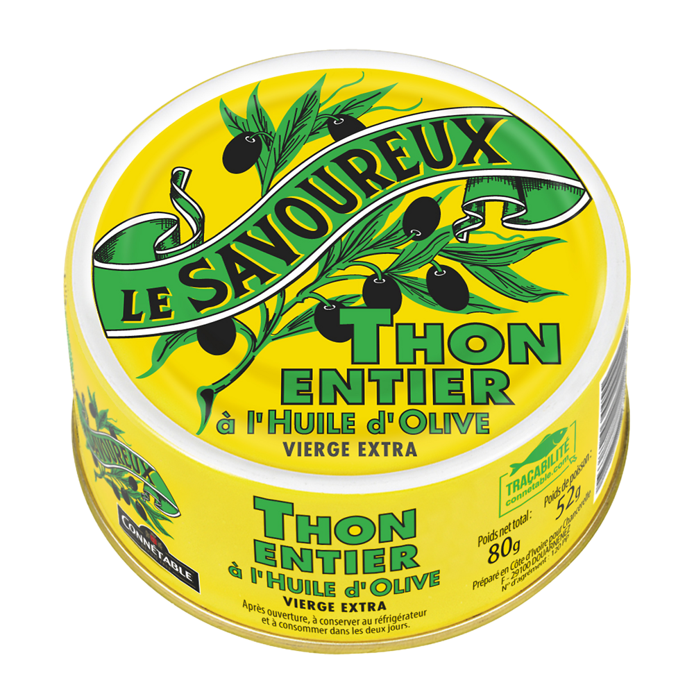 Thon albacore à l'huile d'olive LE SAVOUREUX, 80g