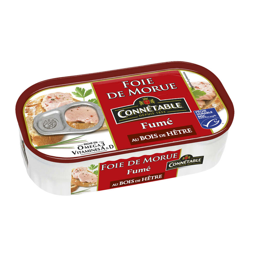 Foie de morue gout fume CONNETABLE 1/6 121g