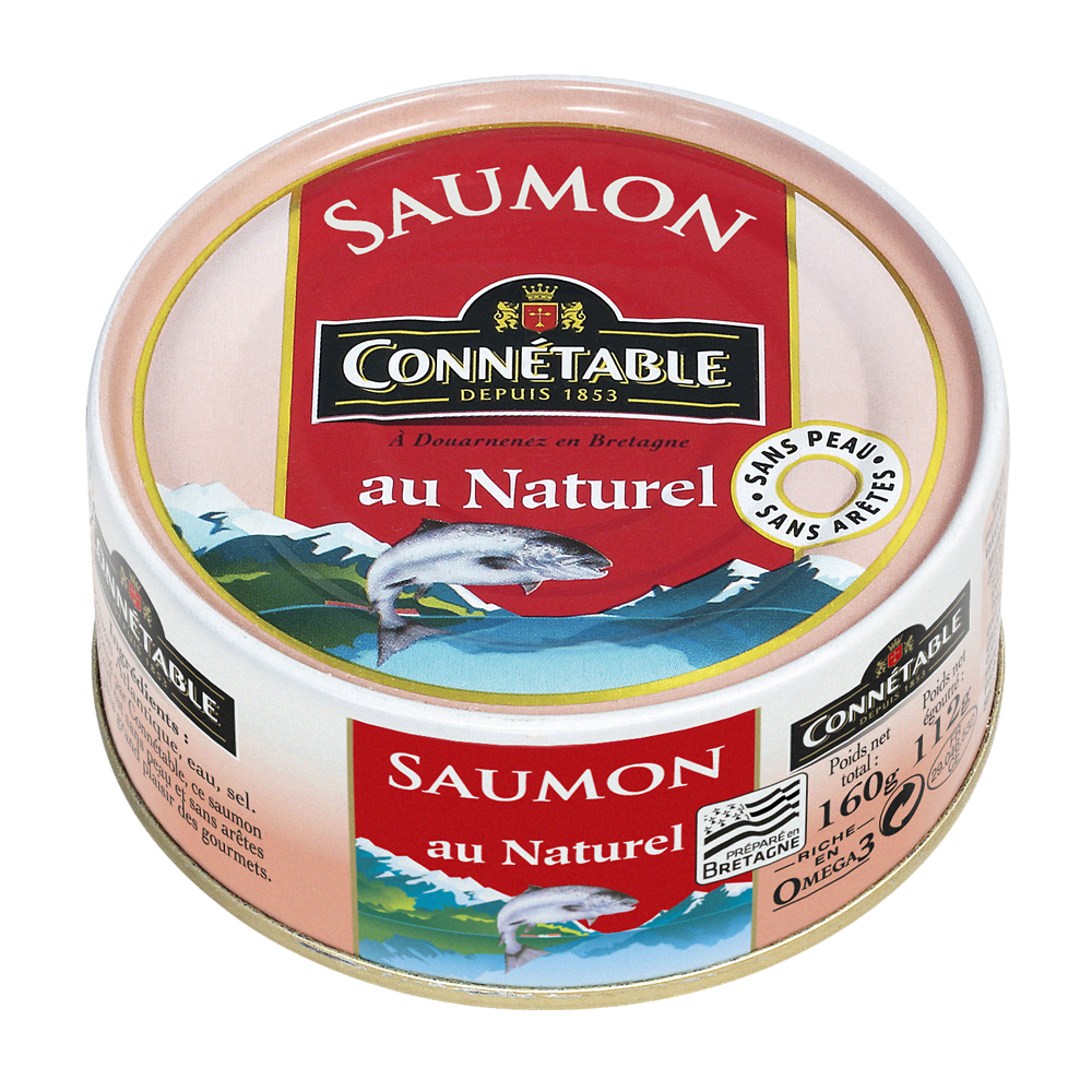 Saumon au naturel sans peau et sans arêtes CONNETABLE, 112g