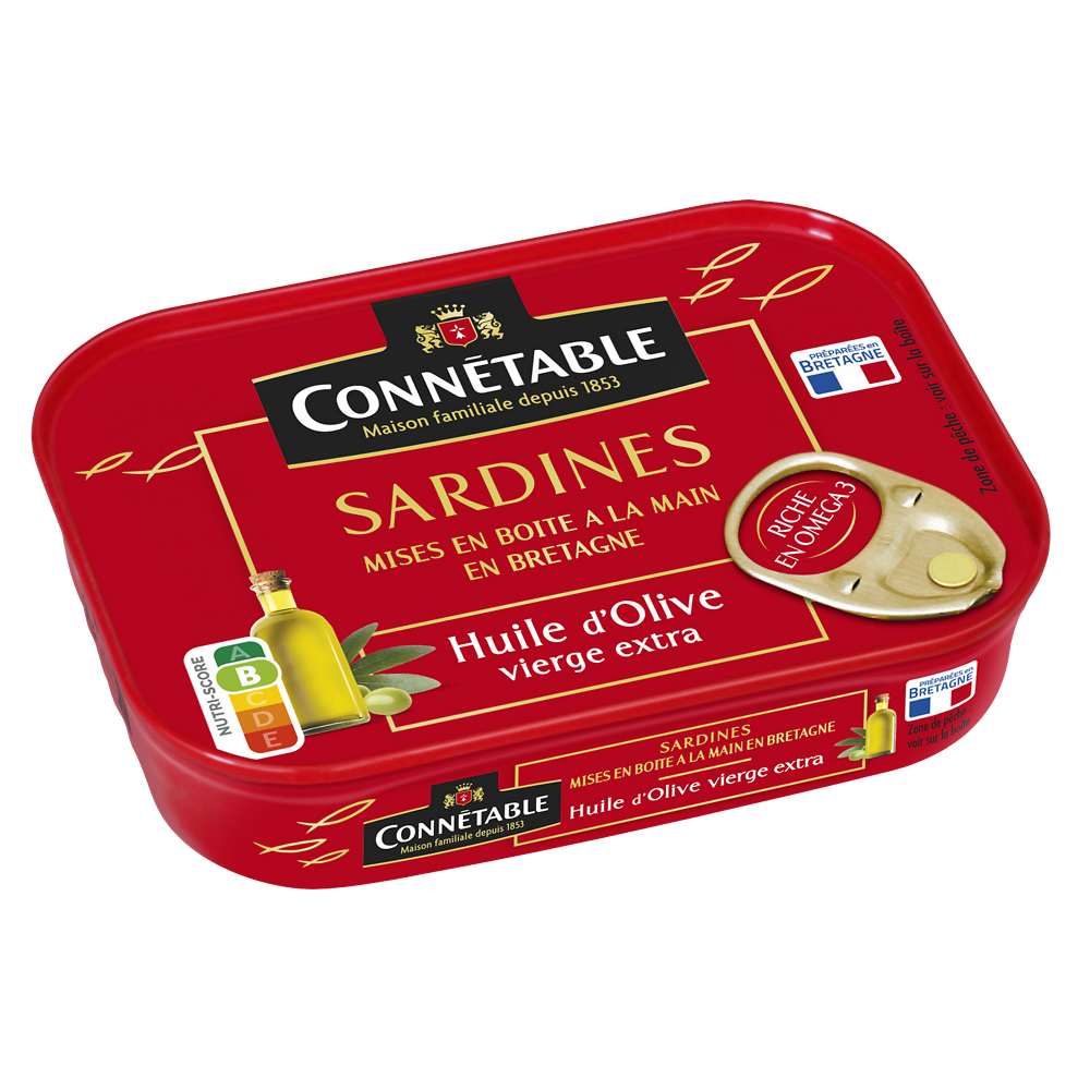 Sardines à l'huile d'olive CONNÉTABLE, boite de 115g