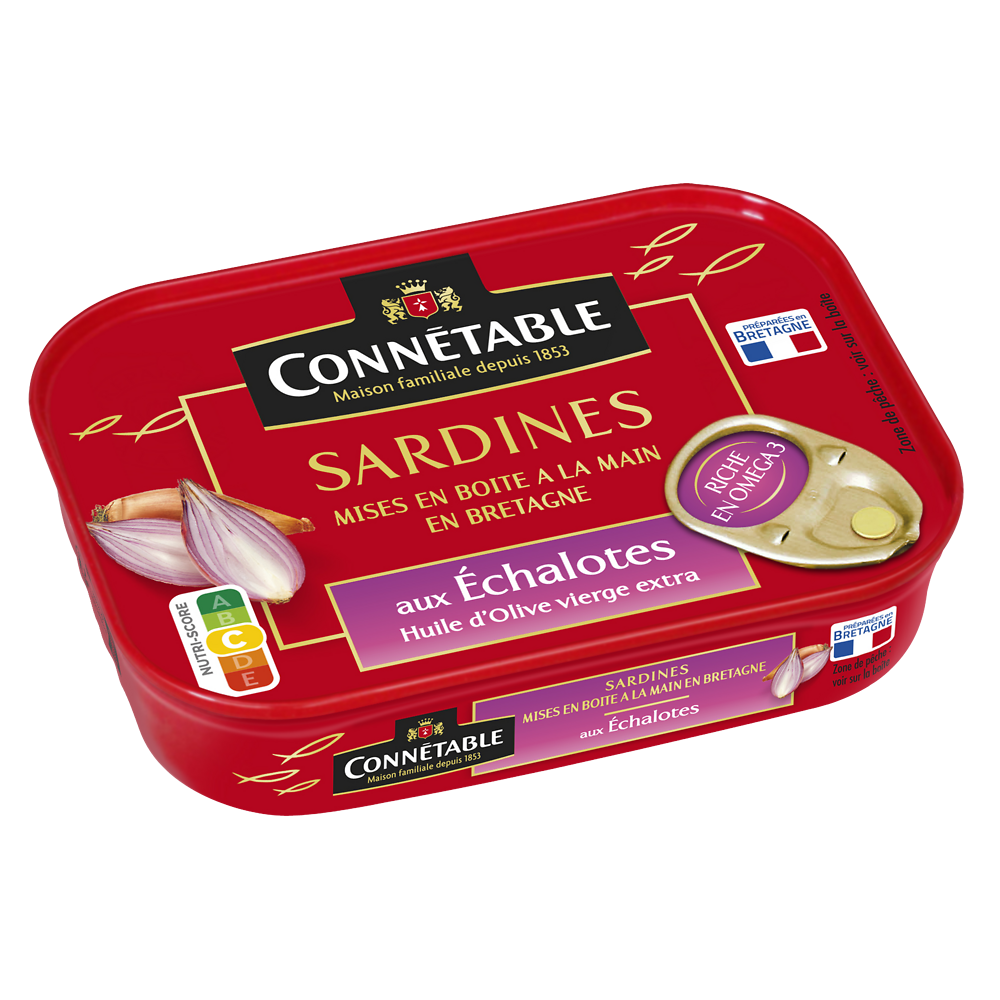 Sardines à l'huile d'olive et aux échalotes CONNÉTABLE, 115g 1/6