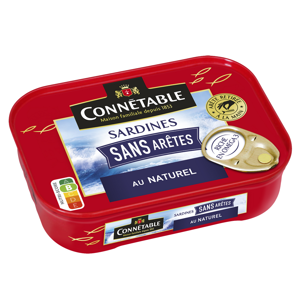 Sardine sans arêtes au naturel CONNETABLE, boîte de 1/5, 98g