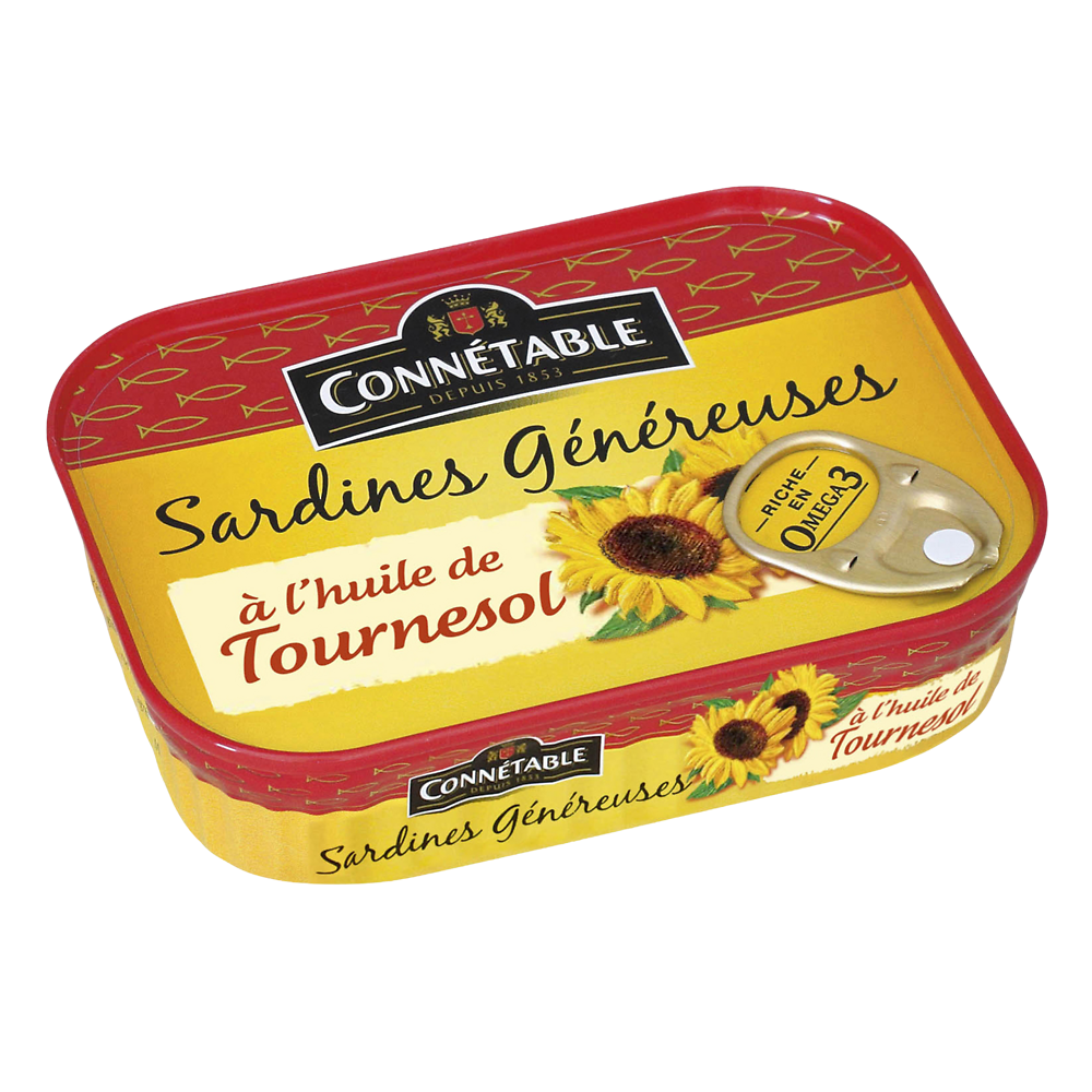 Sardines à l'huile de tournesol CONNETABLE, boite de 140g