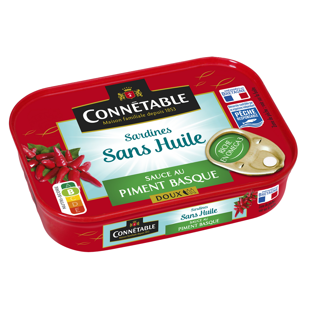 Sardines Pêche Responsable sauce au piment Basque sans huile CONNETABLE 115g 1/6