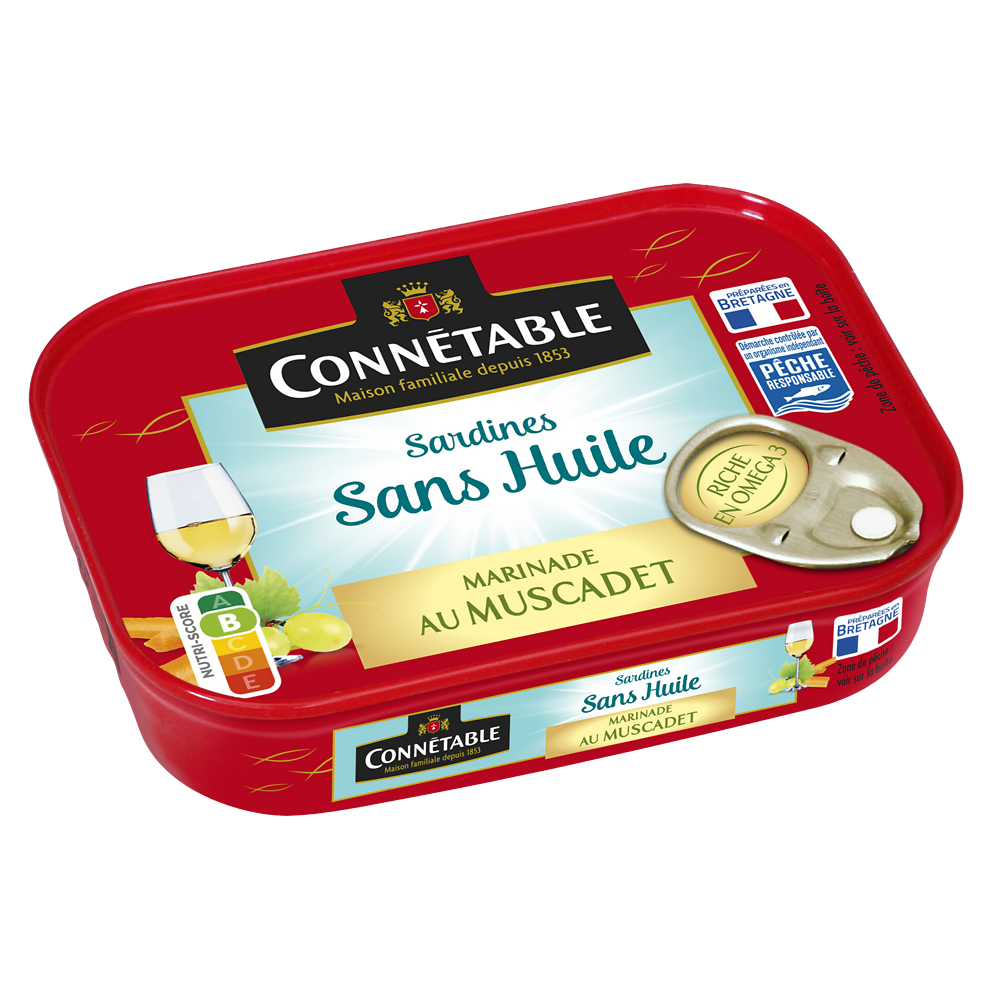 Sardines Pêche Responsable marinade au muscadet sans huile CONNETABLE,115g 1/6