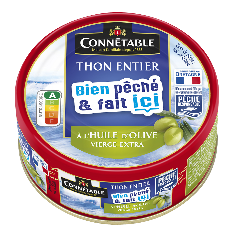 Thon pêche responsable huile d'olive extra vierge bien pêché et fait ici CONNETABLE 160g 1/5