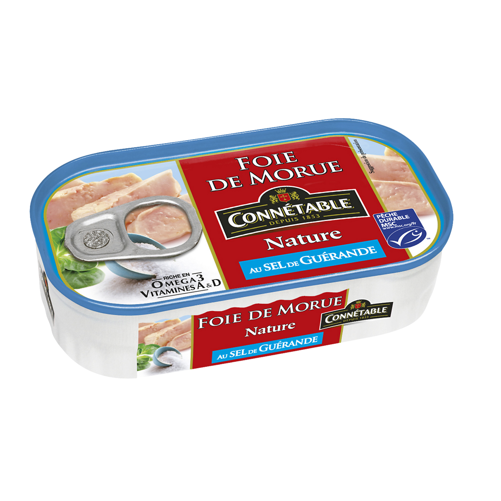 Foie de morue nature au sel de Guérande CONNETABLE, 1/6 121g