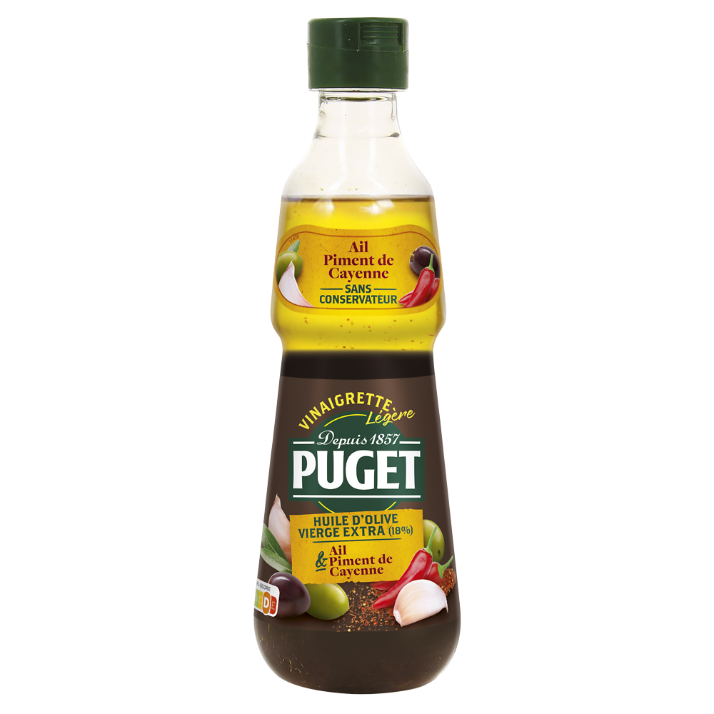 Vinaigrette légère biphasée ail piment de Cayenne PUGET, 33 cl