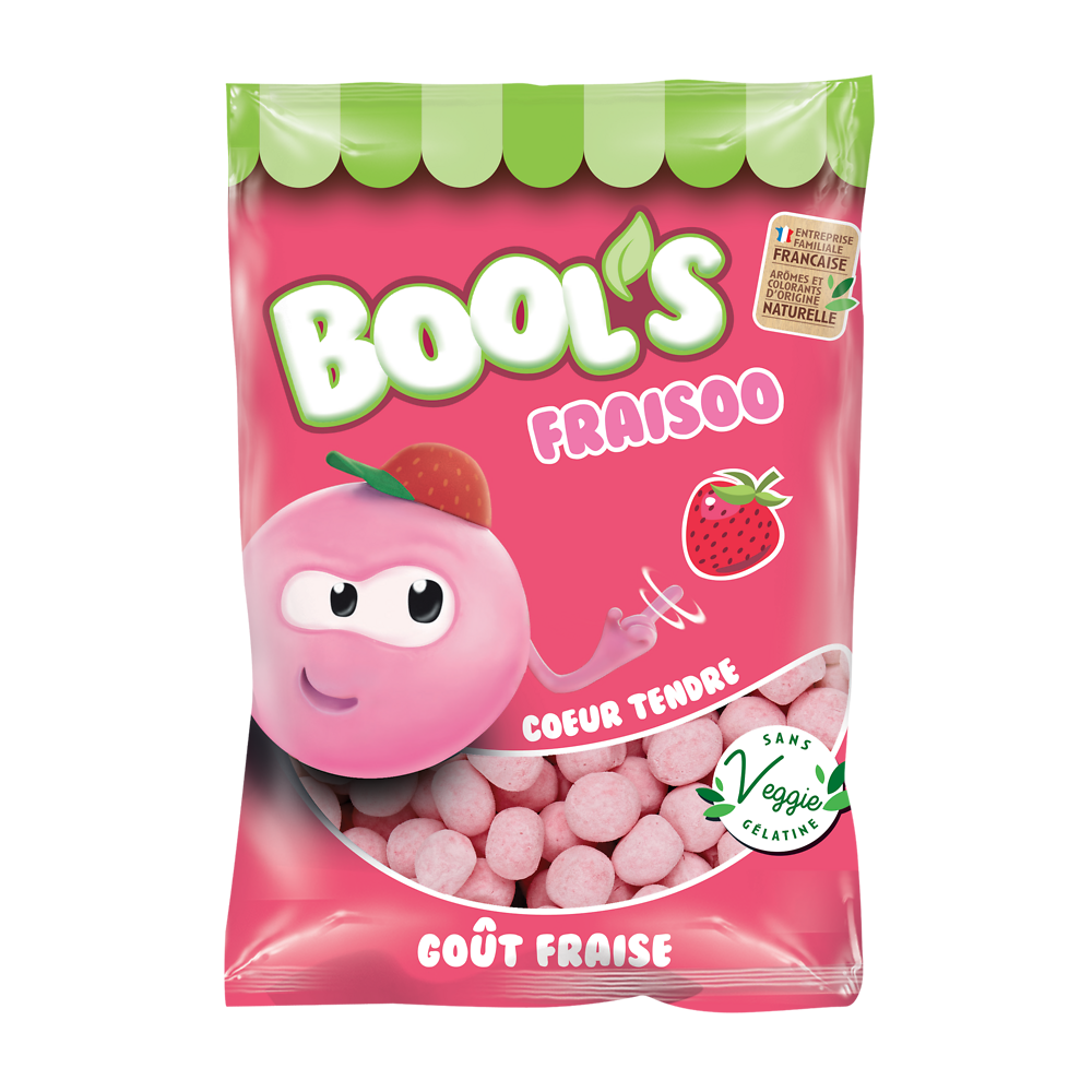 Bonbons tendres aromatisées à la fraise BOOL'S 200g