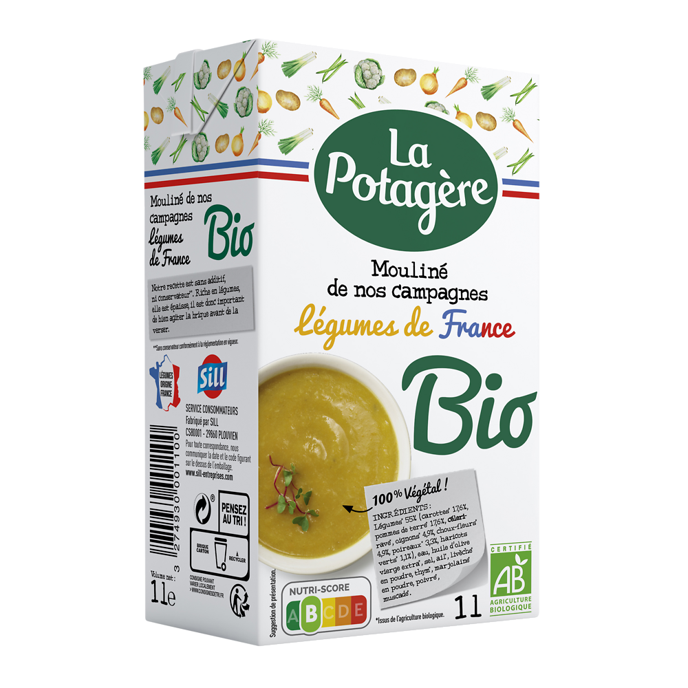 Mouliné de légumes de nos campagnes bio LA POTAGÈRE, brique de 1 litre