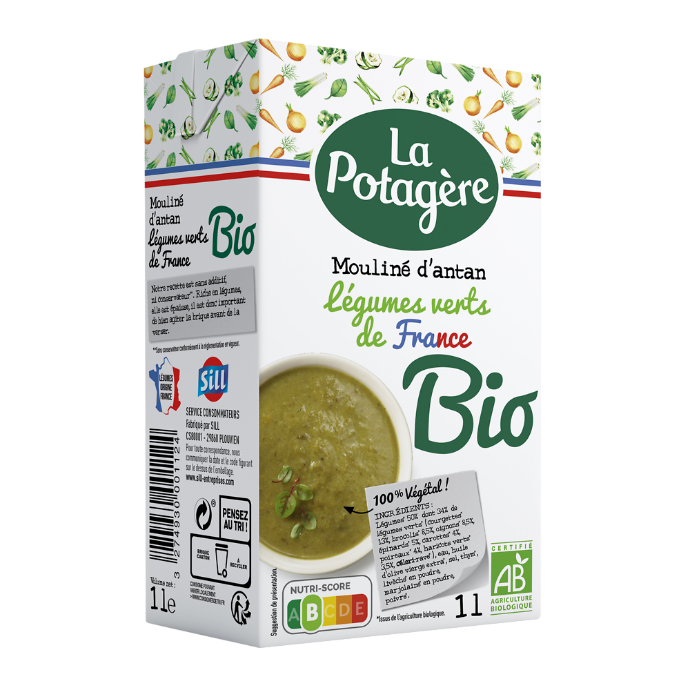 Mouliné d'Antan aux légumes verts bio LA POTAGÈRE, brique de 1 litre