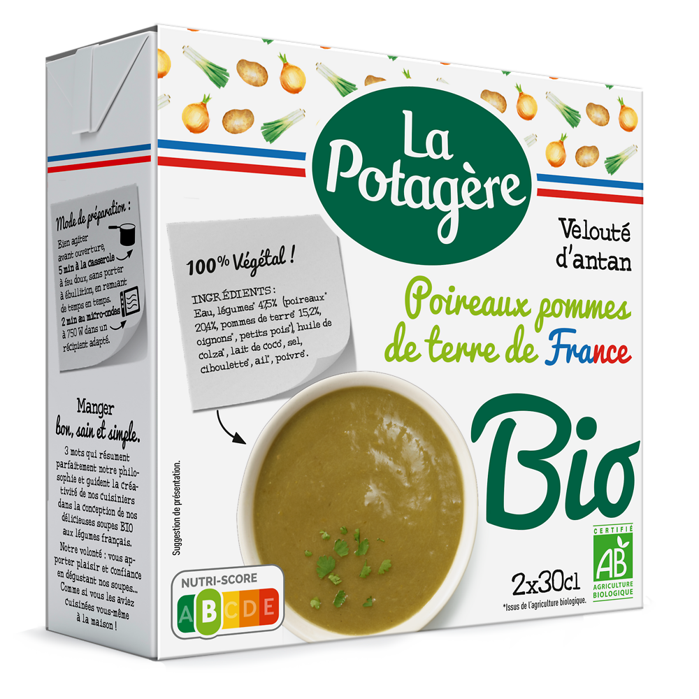 Velouté d'antan poireaux pommes de terre bio LA POTAGÈRE, 2x30cl