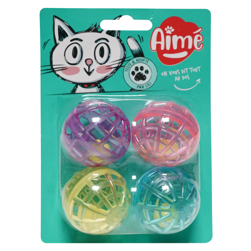 Jouet chat balles grelot x4 AIME