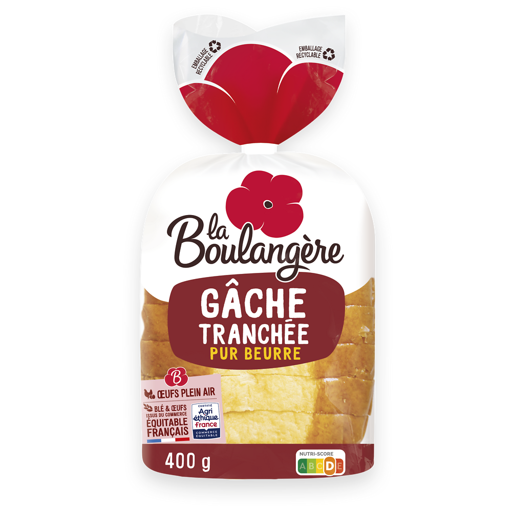 Gâche pur beurre tranchée LA BOULANGERE, 400g