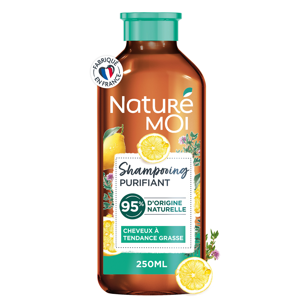 Shampooing purifiant pour cheveux gras NATURE MOI, flacon de 250ml