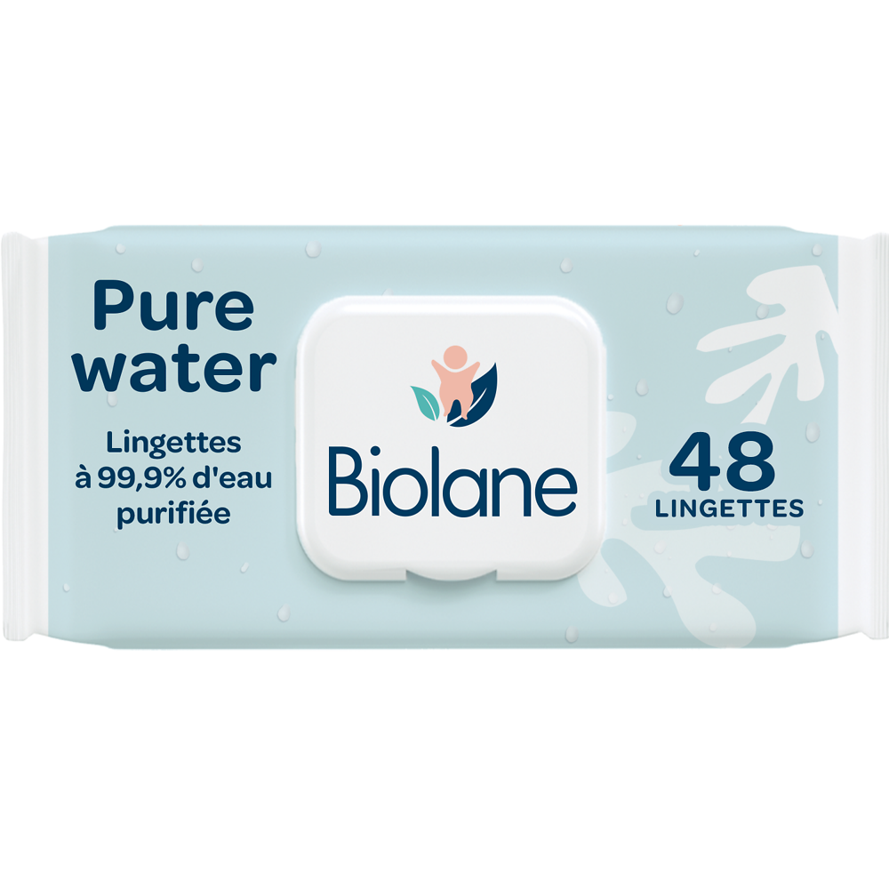 Lingettes 99,9% d'eau BIOLANE x48