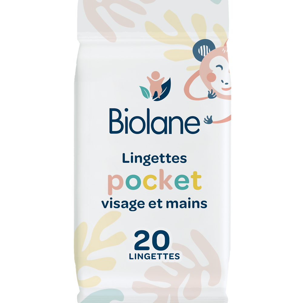 Lingettes pocket visage et mains BIOLANE x20