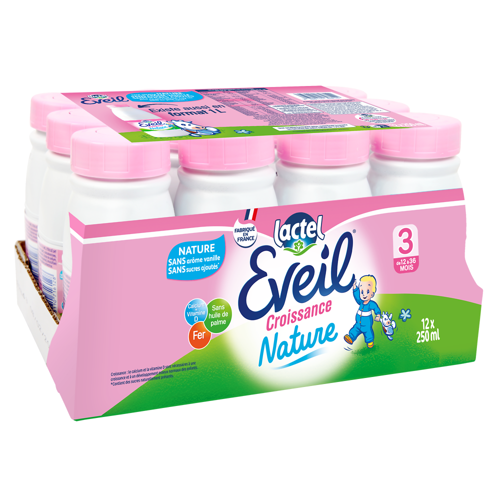 Lait de croissance EVEIL, nature de 10 mois à 3 ans, 12x25cl