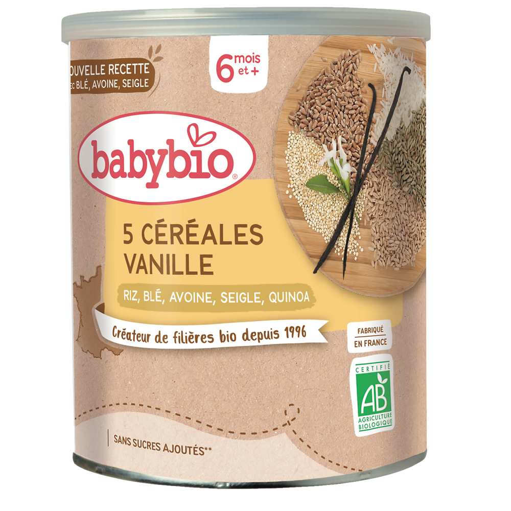 Céréales infantiles instantanées à la vanille BABYBIO, dès 6 mois, 220g