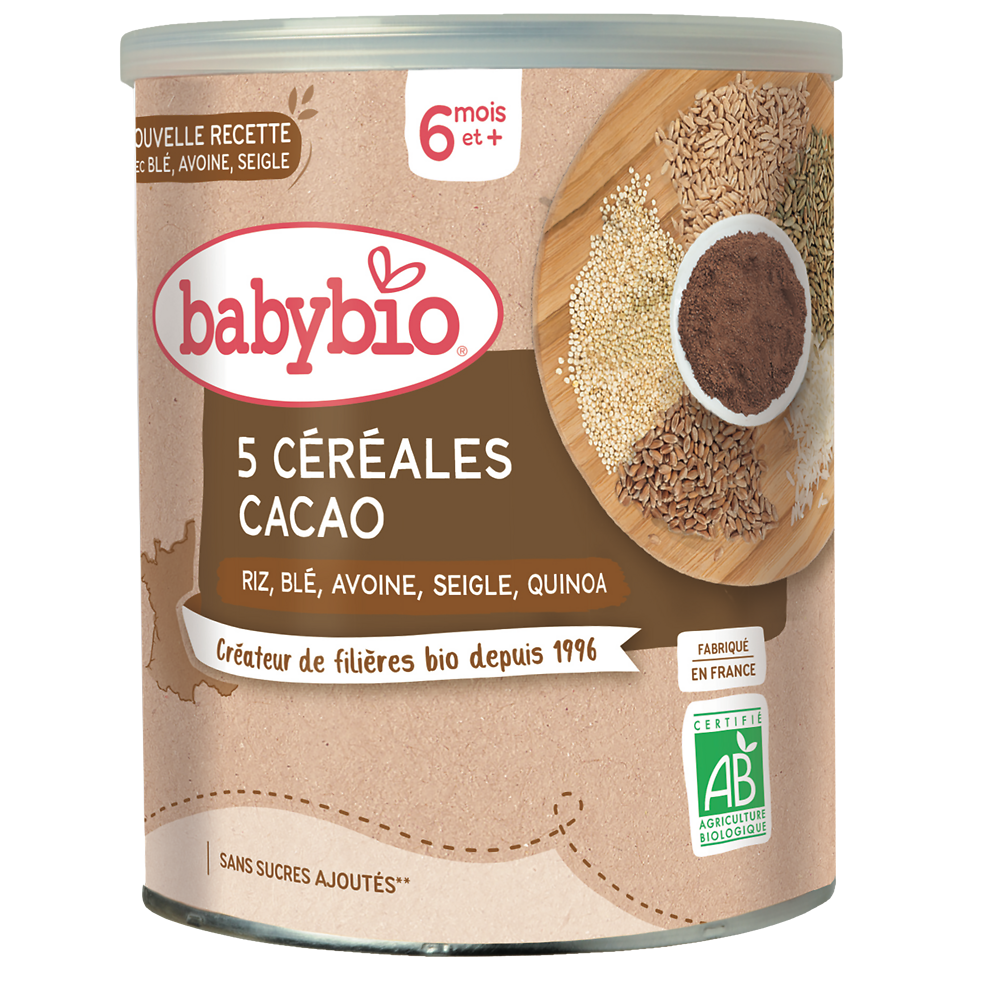 Céréales infantiles instantanées au cacao BABYBIO, dès 8 mois, 220g