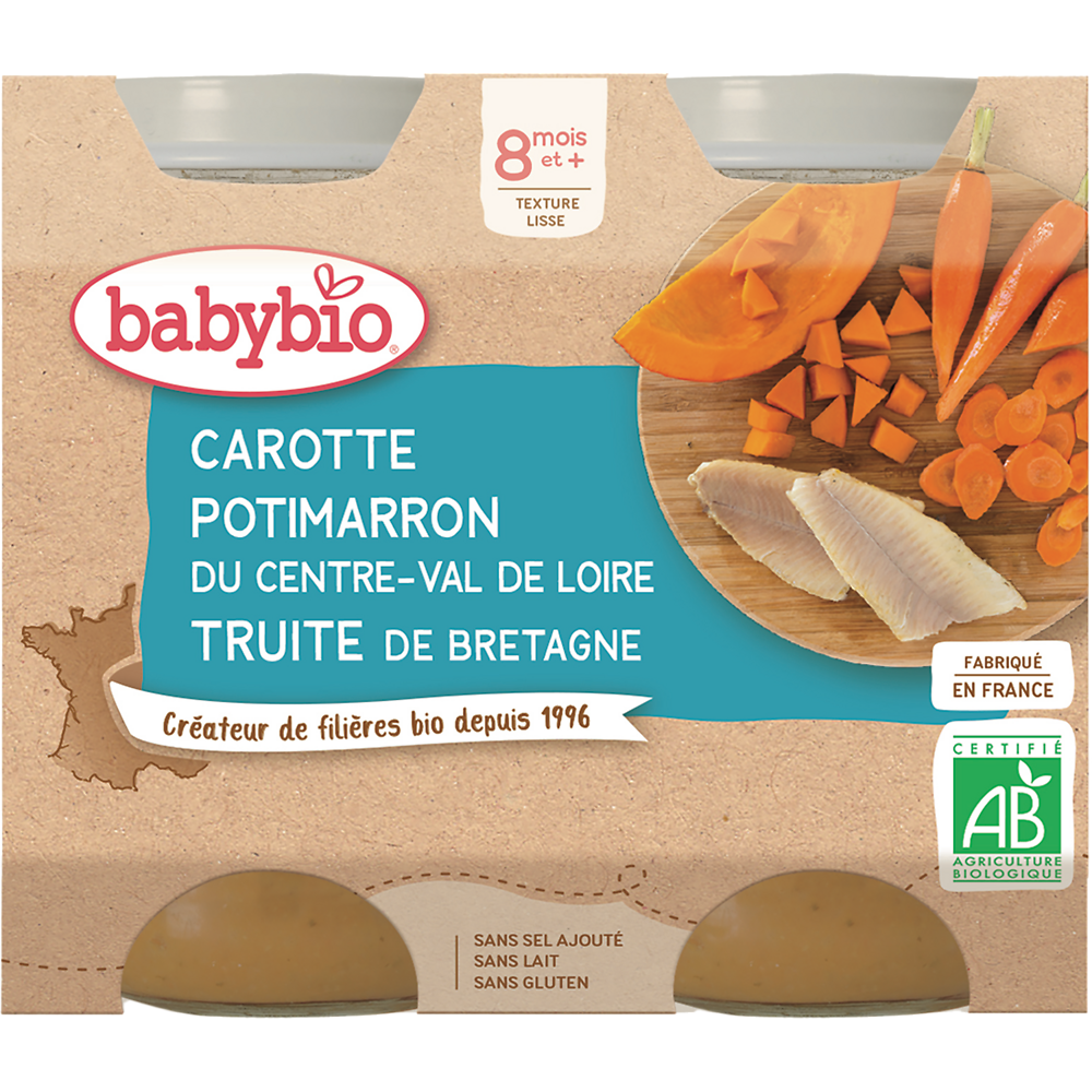 Pot carotte potimarron truite BABYBIO, 2x230g, 460g