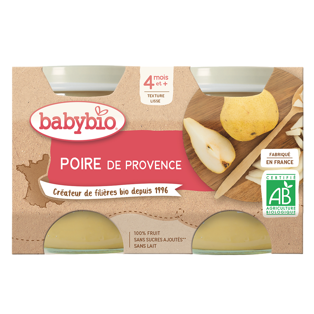 Purée de poire BABYBIO, 2 pots de 130g