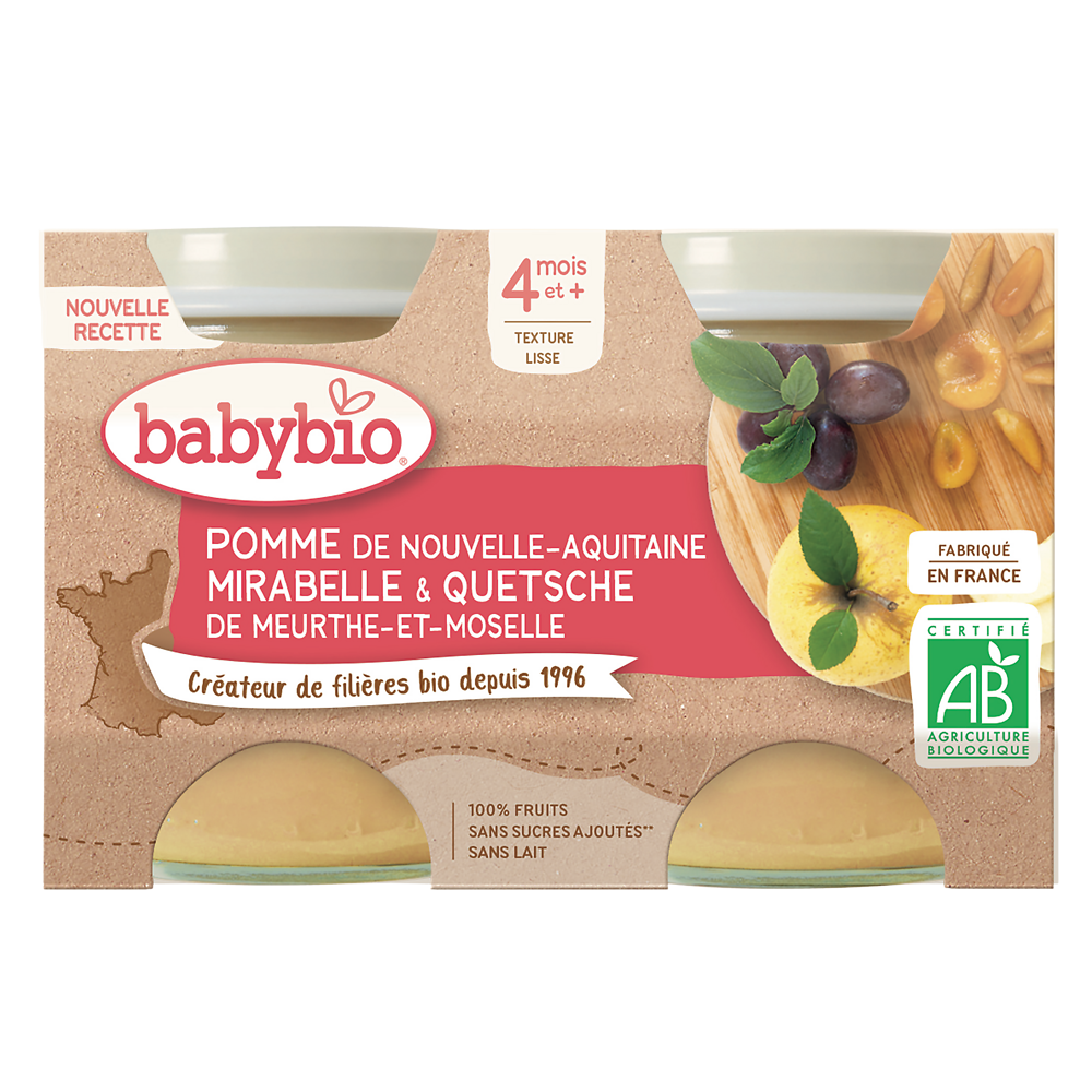 Pot mirabelle pomme BABYBIO, 2x130g