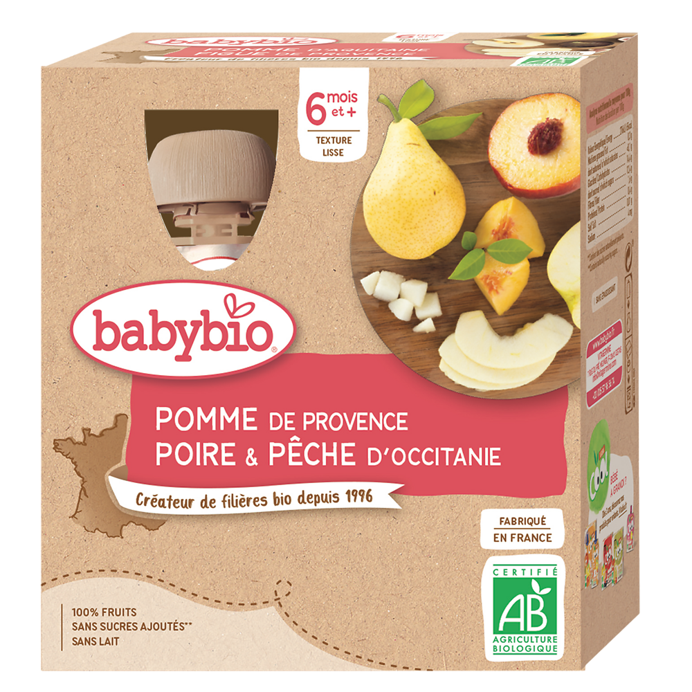 Gourde pomme poire pêche BABYBIO 4x90g