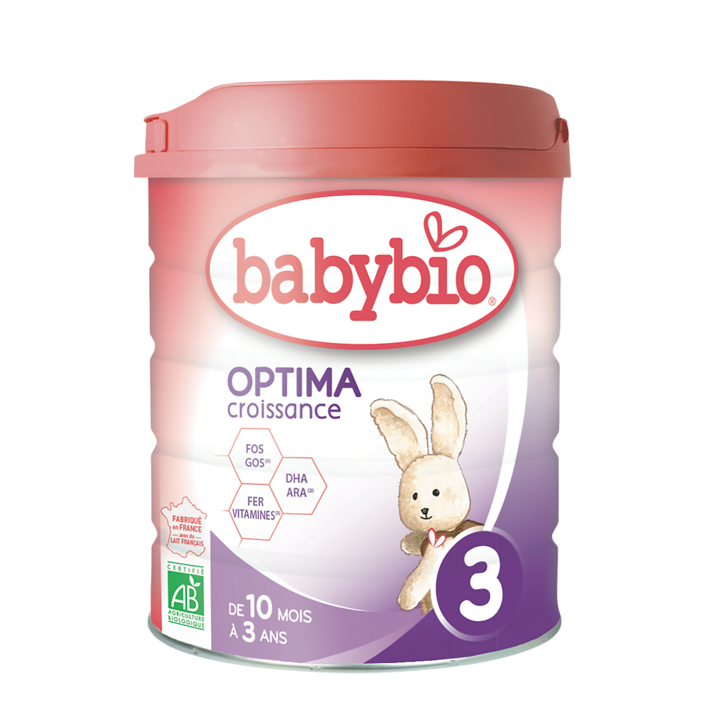 Lait en poudre pour nourrissons optima 3 BABYBIO, de 10 à 3 ans, 800g