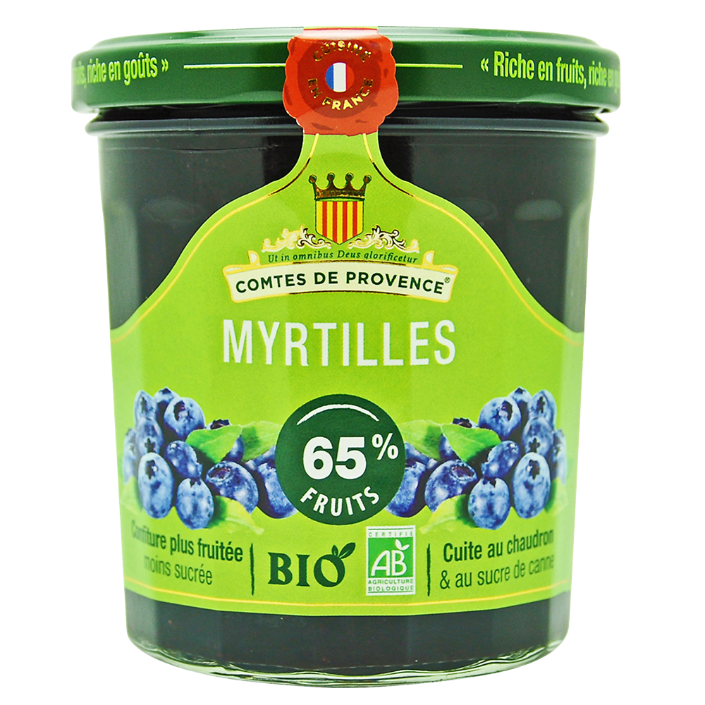 Confiture de myrtille bio LES COMTES DE PROVENCE, 350g