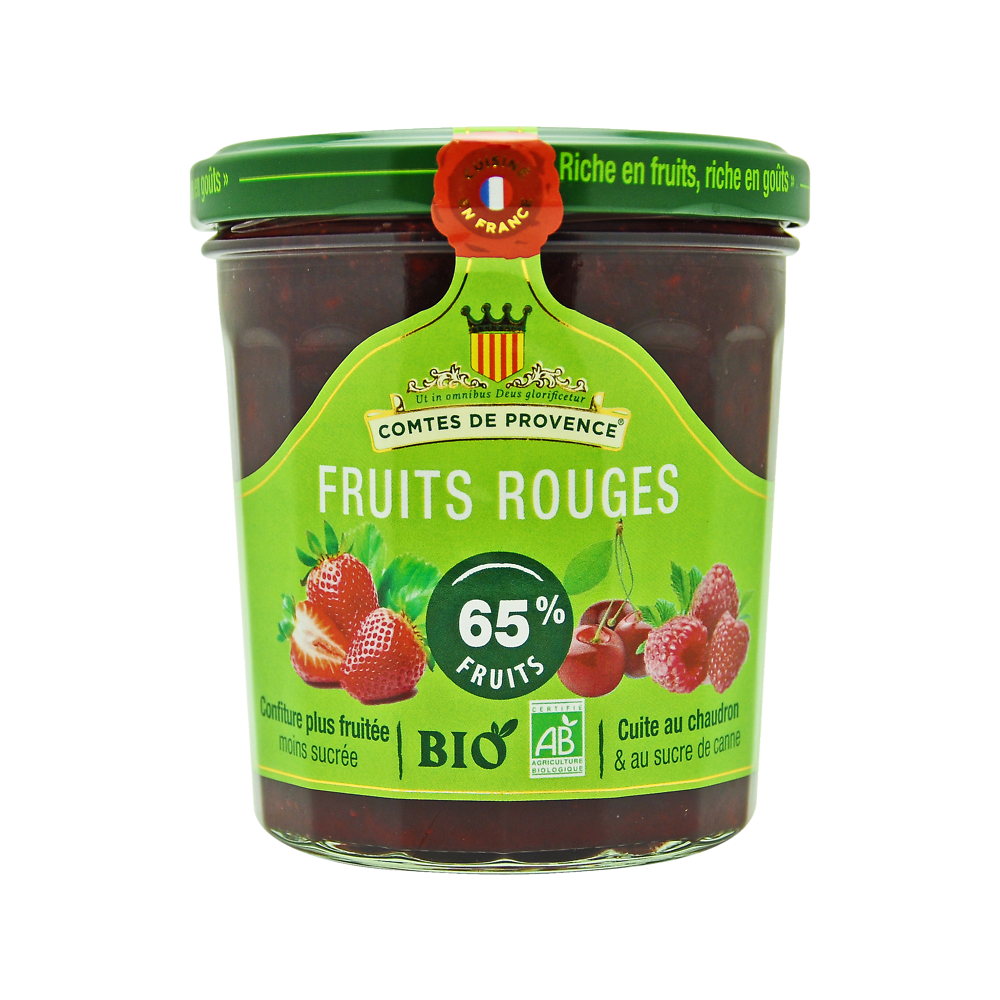 Confiture de fruits rouges bio, LES COMTES DE PROVENCE, pot de 350g