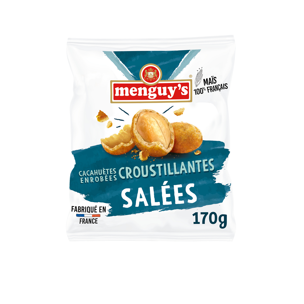 Cacahuètes enrobées croustillantes salées MENGUY'S, 170g