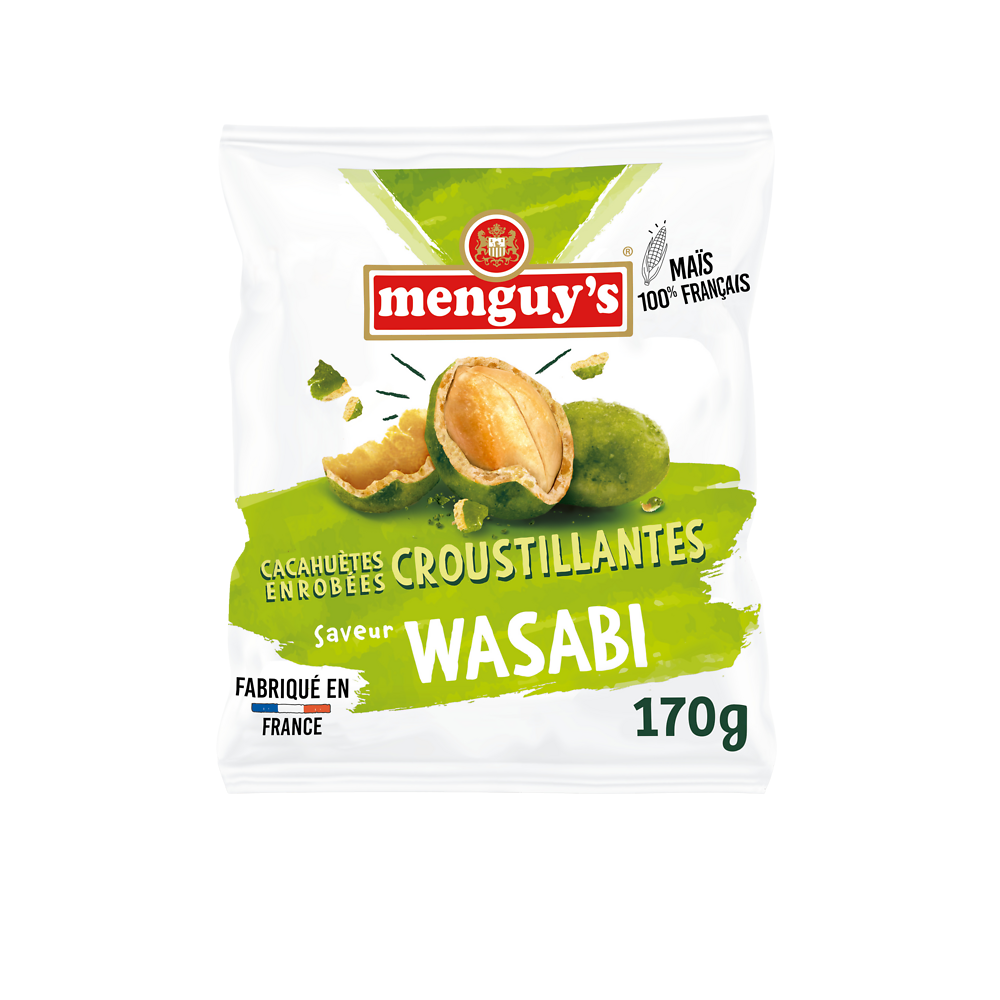 Cacahuètes enrobées croustillantes wasabi MENGUY'S, 170g