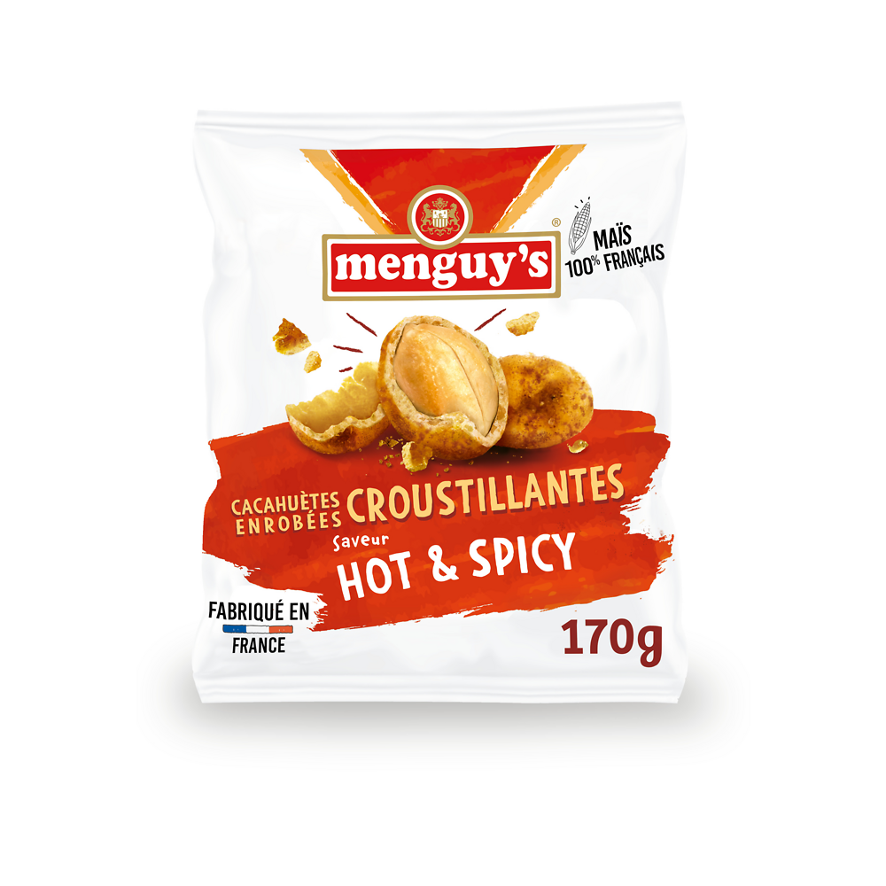 Cacahuètes enrobées croustillantes hot&spicy MENGUY'S 170g