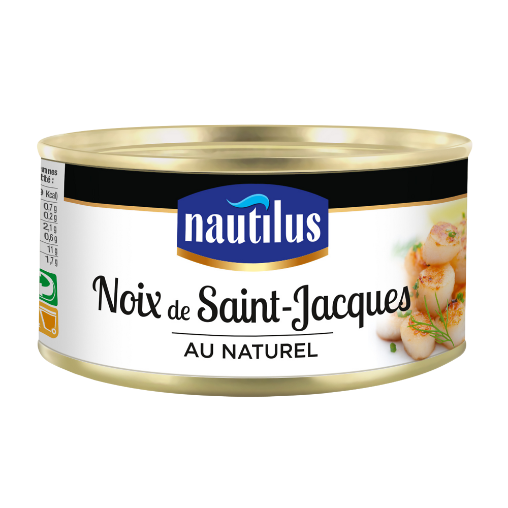 Noix de Saint Jacques au naturel NAUTILUS, boîte de 111g