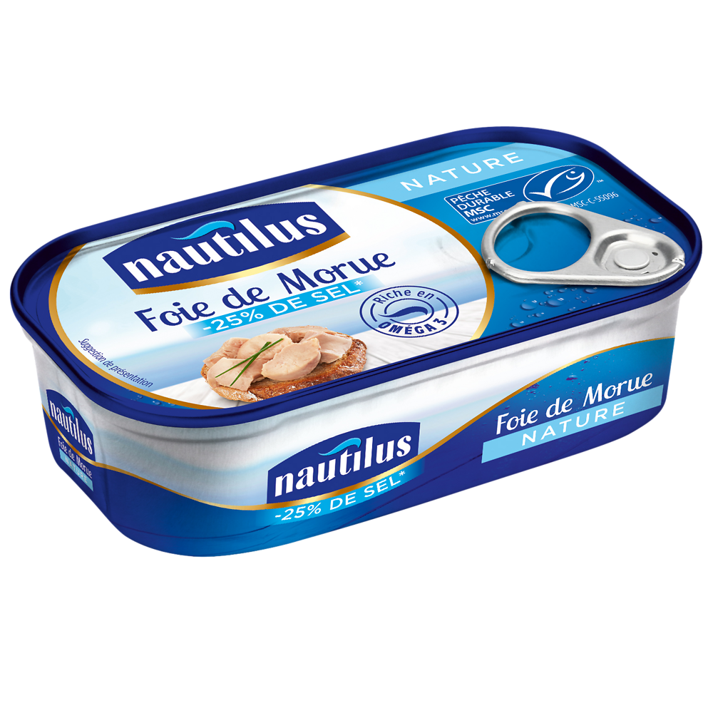 Foie de morue nature NAUTILUS, 120g