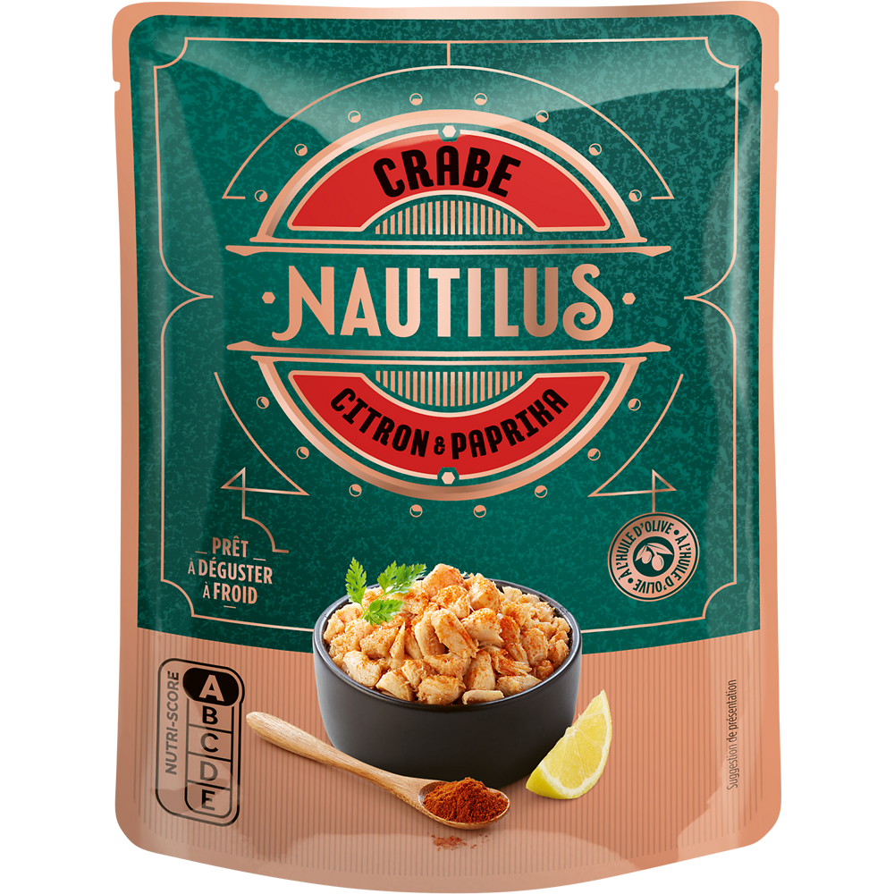 Crabe paprika citron huile d'olive paprika NAUTILUS doypack 110g