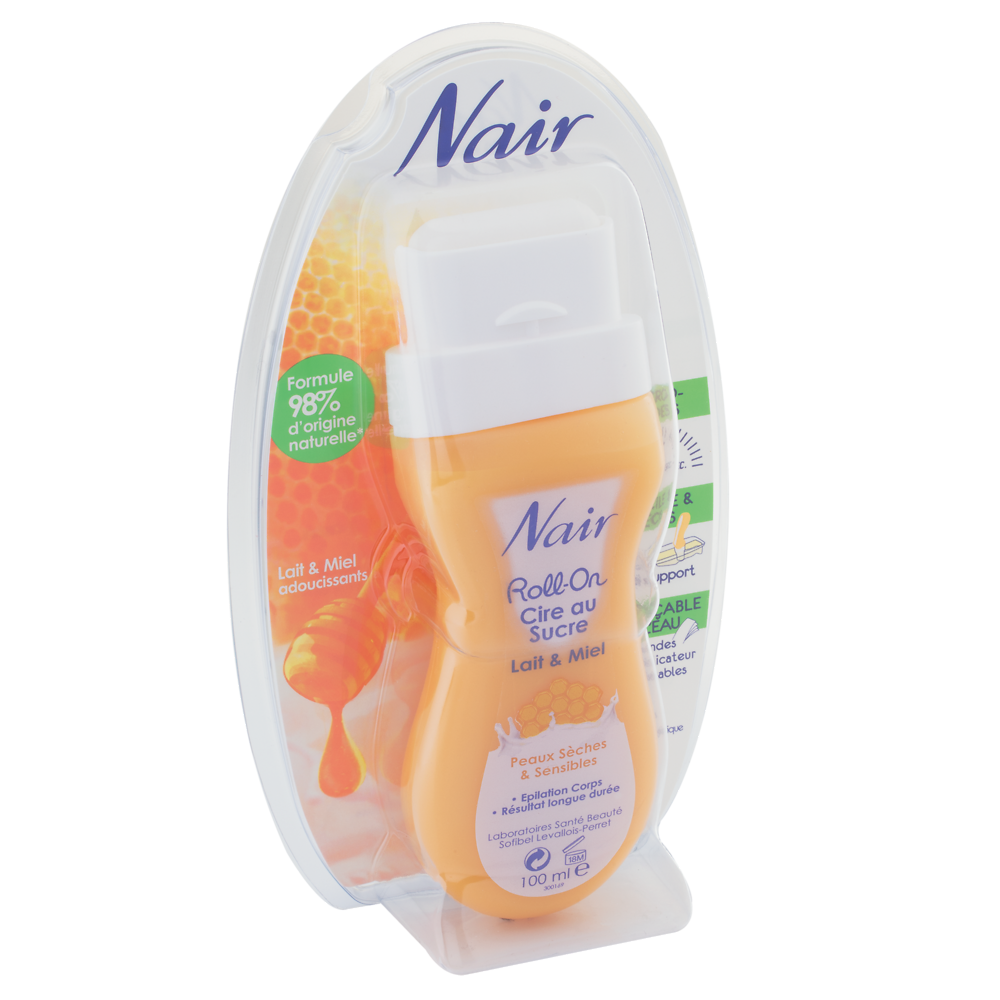 Cire dépilatoire au sucre pour peaux sensibles NAIR, roll on de 100ml