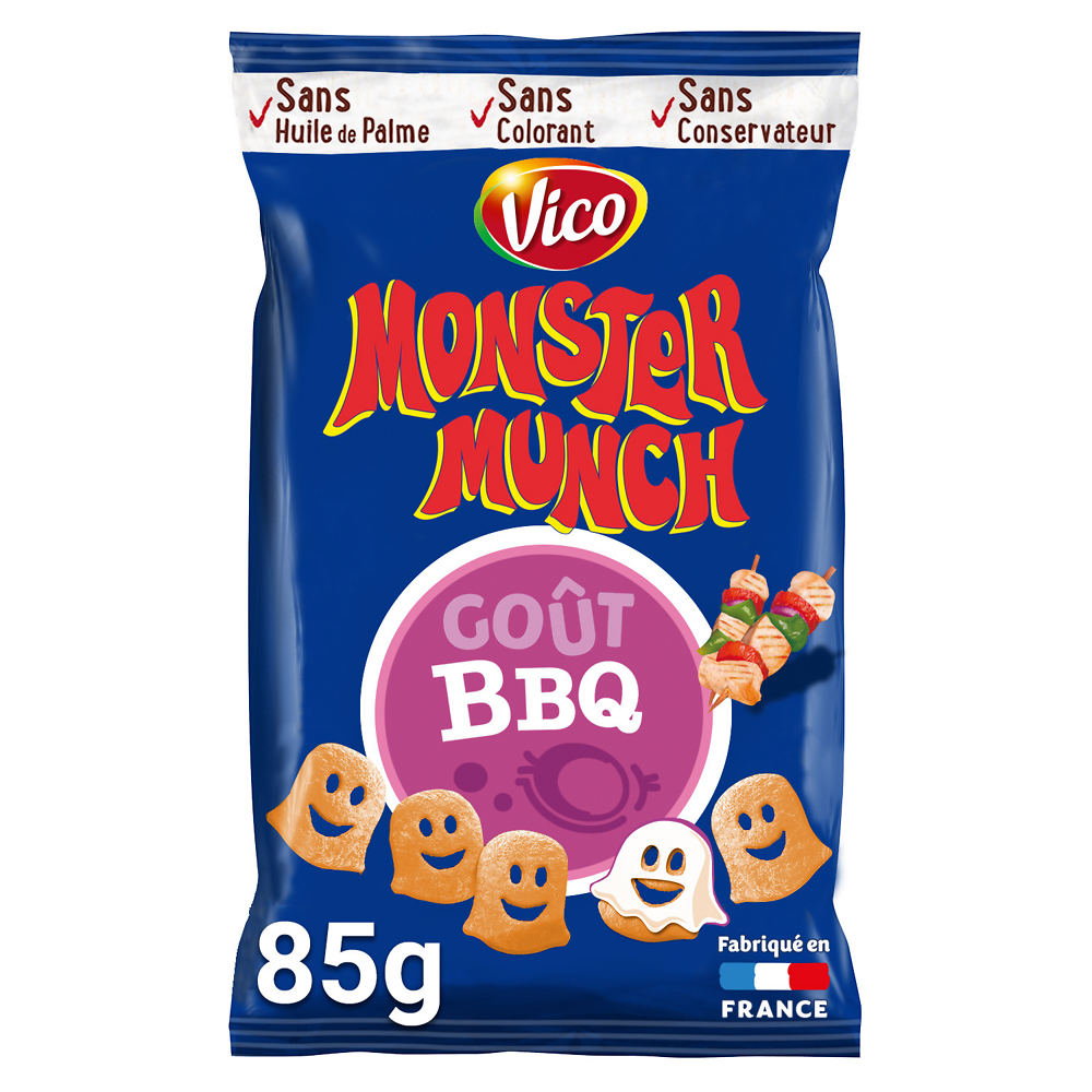 Biscuits apéritifs goût barbecue MONSTER MUNCH, sachet de 85g