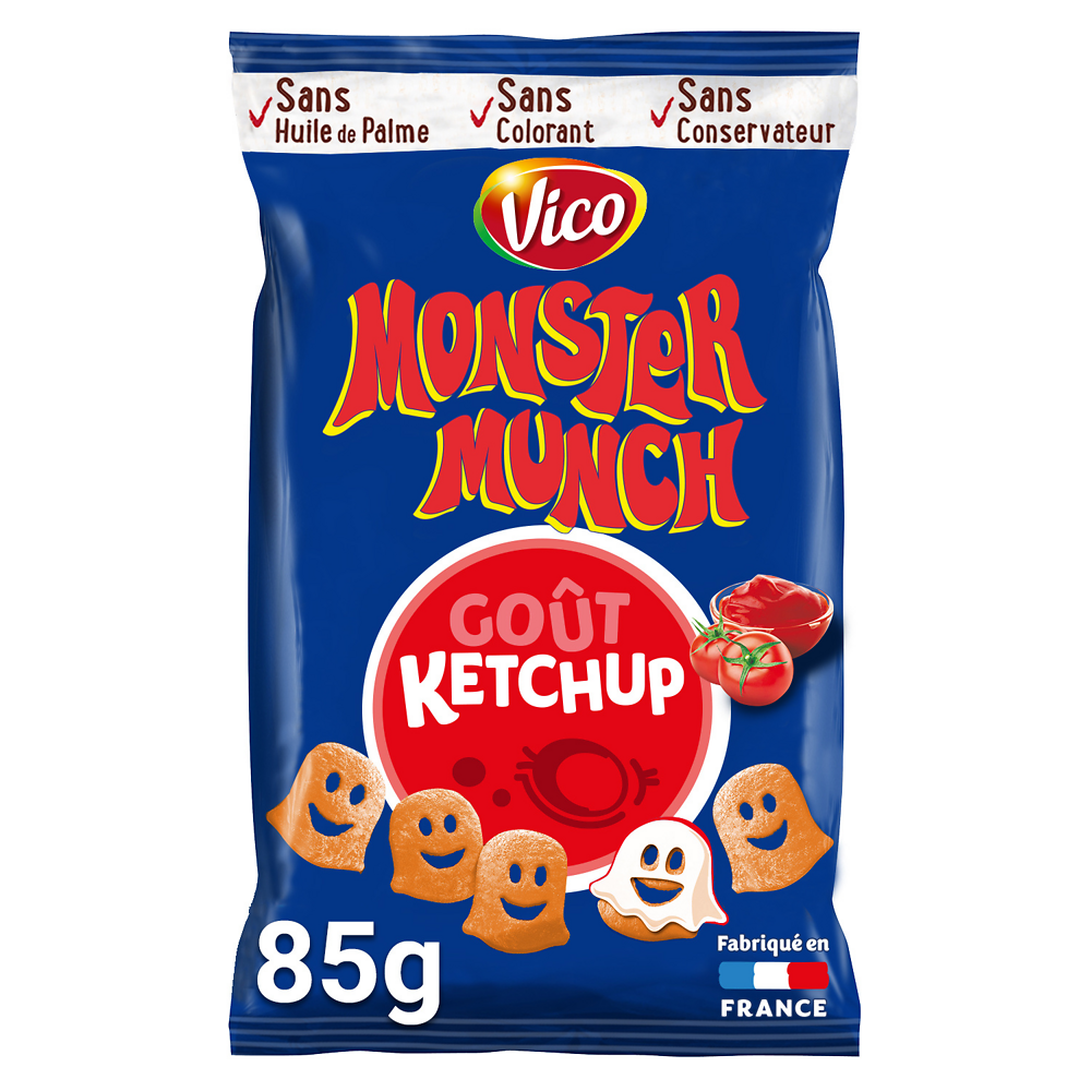 Biscuits apéritifs goût Ketchup MONSTER MUNCH, sachet de 85g