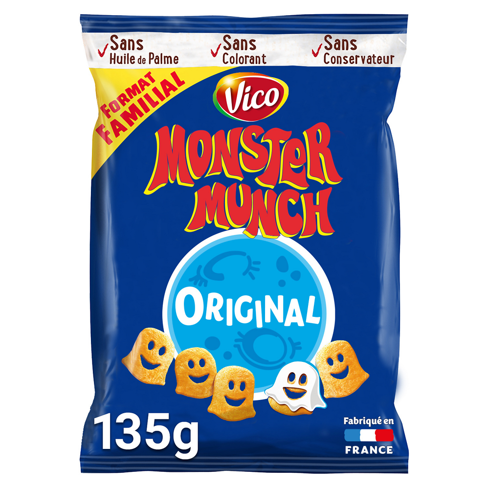 Biscuits apéritifs salés MONSTER MUNCH, sachet de 135g