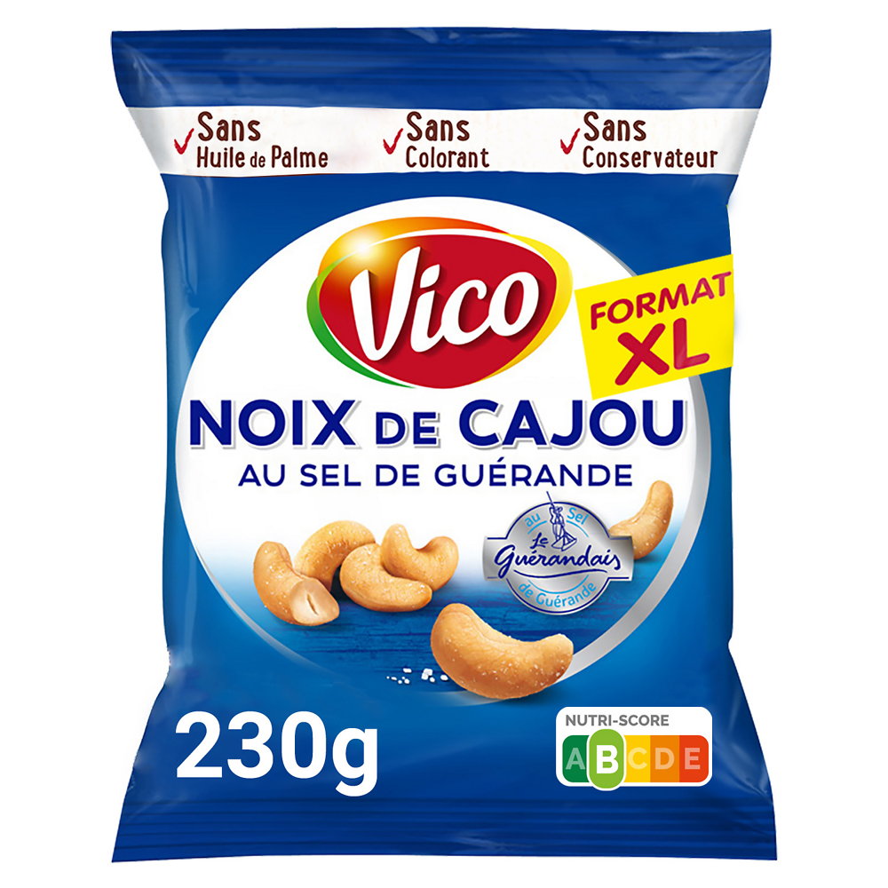 Noix de cajou grillées à sec au sel de guerande VICO, 230g