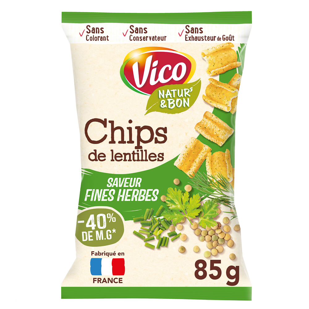 Chips de lentilles et fines herbes Natur'& bon VICO, 85g