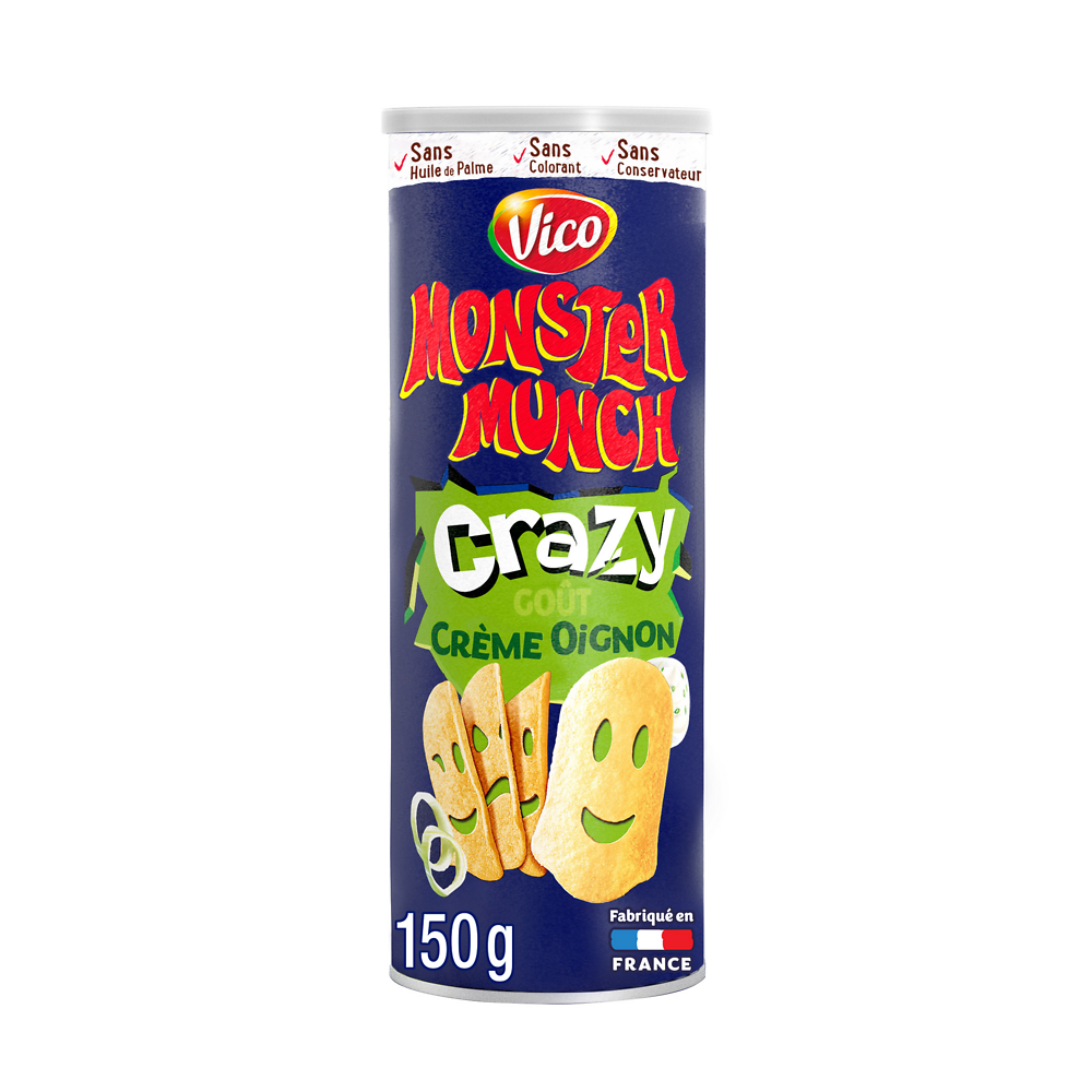 Chips tuiles apéritif goût crème oignon MONSTER MUNCH CRAZY 150g