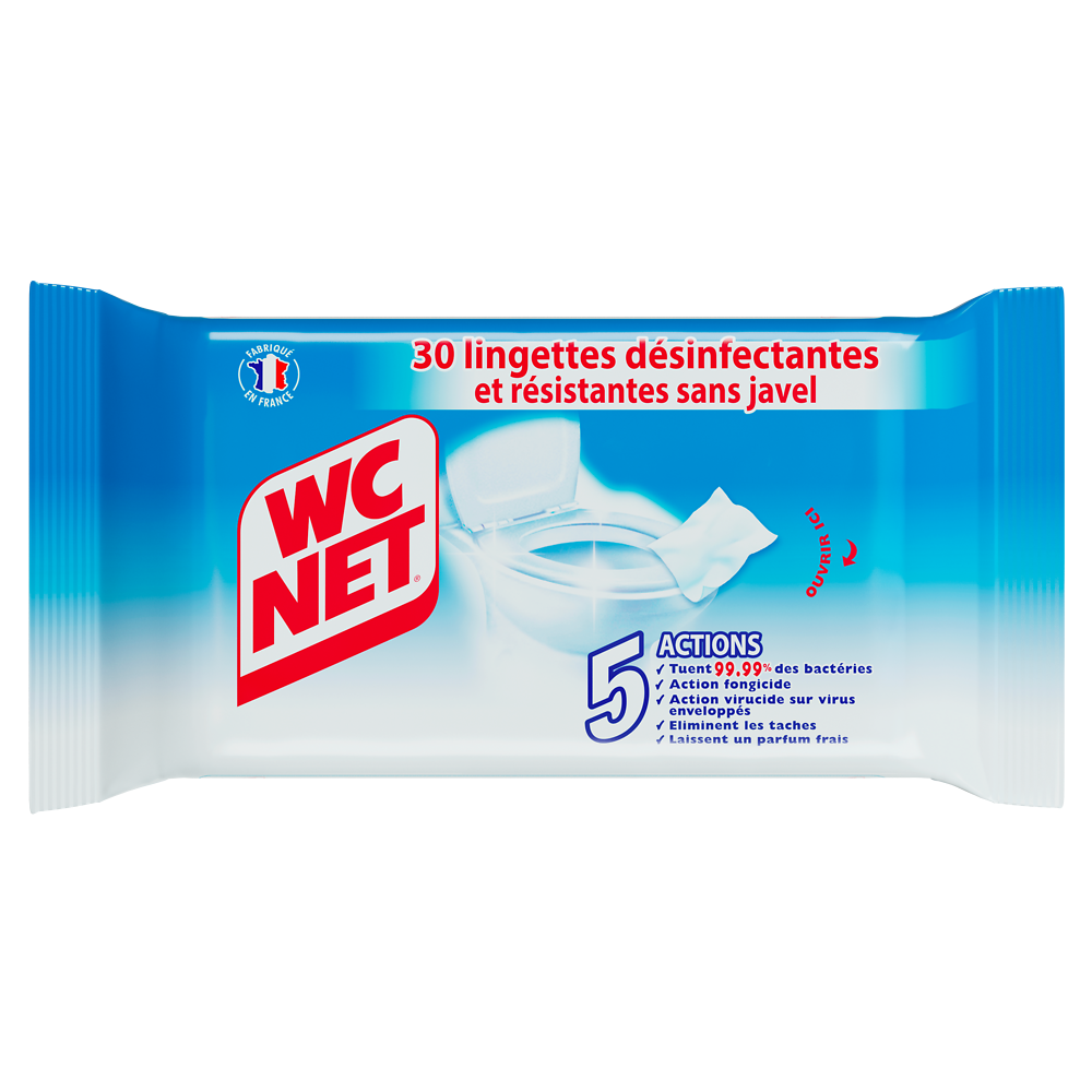 Lingettes wc désinfectantes résistantes et biodégradables WC NET - 30unités